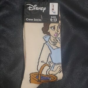 Disney Belle Cream and Blue Crew Socks